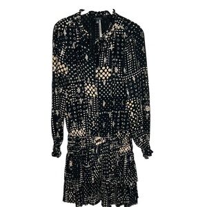 Anthropologie Current Air black silver gold starry night mini dress